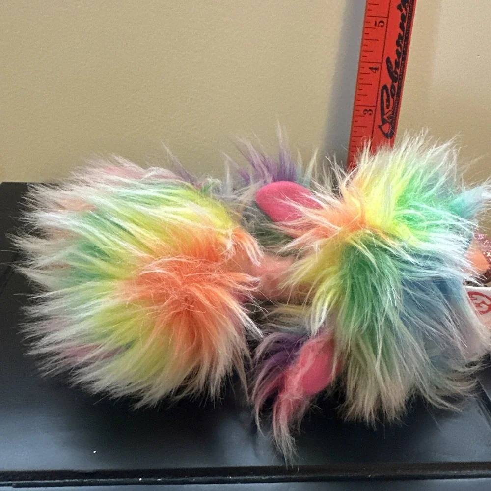 Ty PIPPA And ASHA Rainbow Sherbert Fur Platypus AND Ostrich‎ Beanie Boo